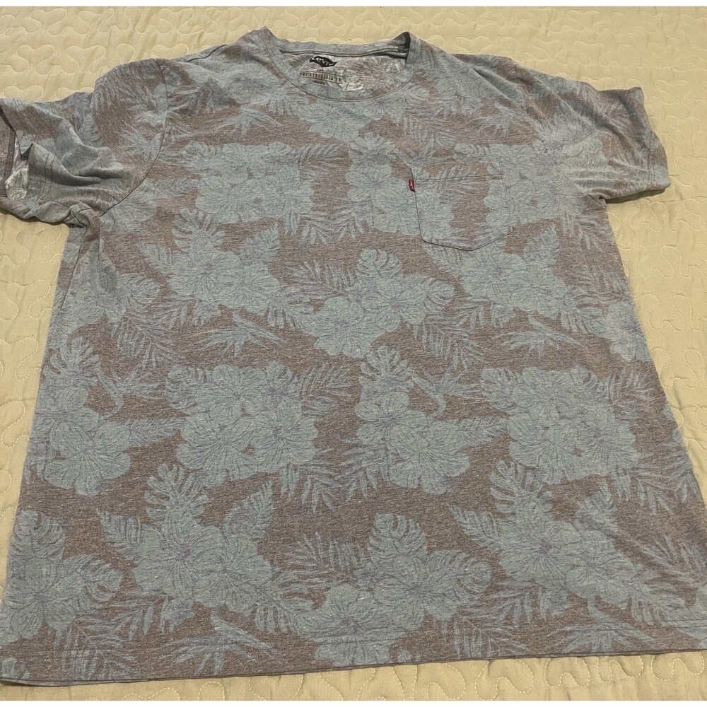 Levis Floral Palm Pocket T-shirt Men's Size 2XL Faded Tropical Beach summer Tee